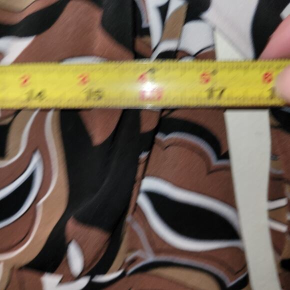 Vintage Y2K Abstract Floral Brown Top Blouse Buckle Front Detail Size L Cato - Picture 7 of 9